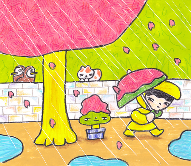 窓にシーズン #002「雨ふって桜の木」